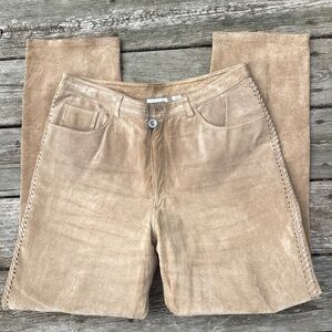 Vintage Chicos Designs Leather Suded Straight Pants Western 1.5 Loose Button i C